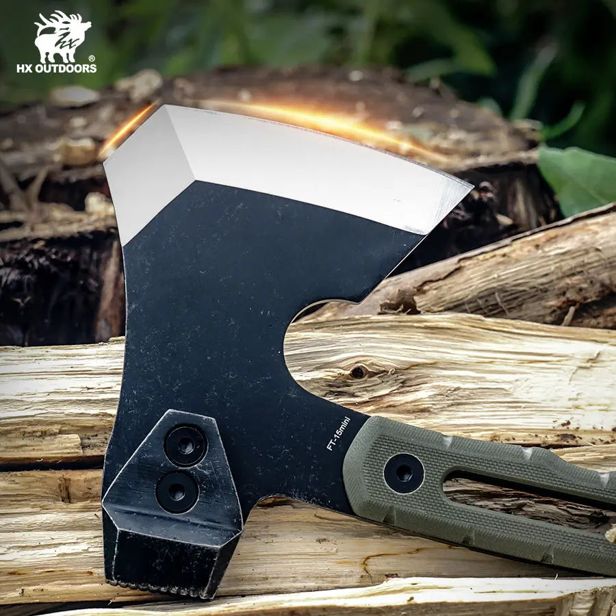 Camping Hatchet HX OUTDOORS 8.9" 5CR14 Green G10 Mini Warfire Demolition Best Tatical Axe Camping Survival FT-15mini from HX OUTDOORS