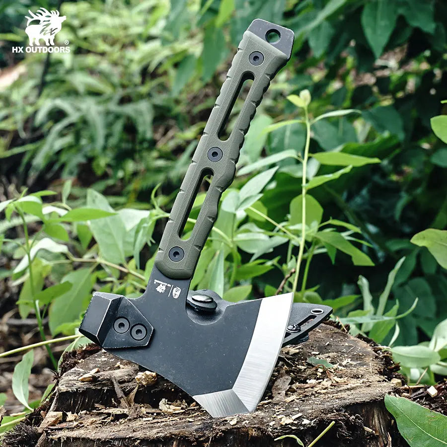 Camping Hatchet HX OUTDOORS 8.9" 5CR14 Green G10 Mini Warfire Demolition Best Tatical Axe Camping Survival FT-15mini from HX OUTDOORS