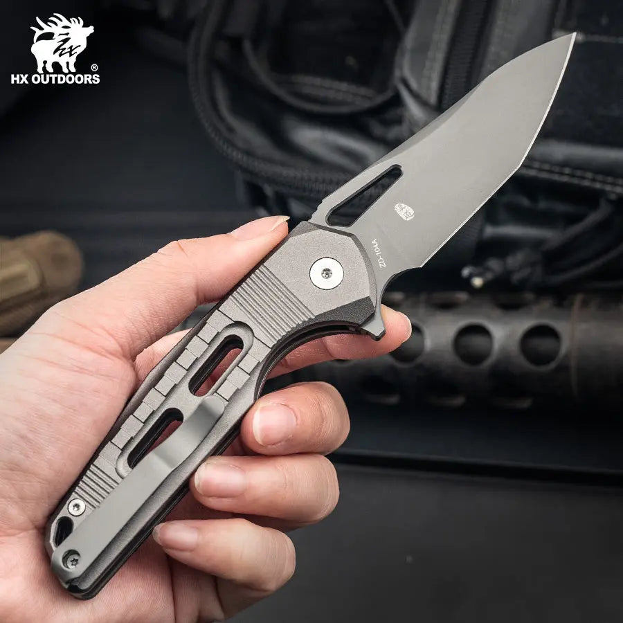ROCK ONYX D2 Aluminum | EDC Button Lock Pocket Knife – HX OUTDOORS