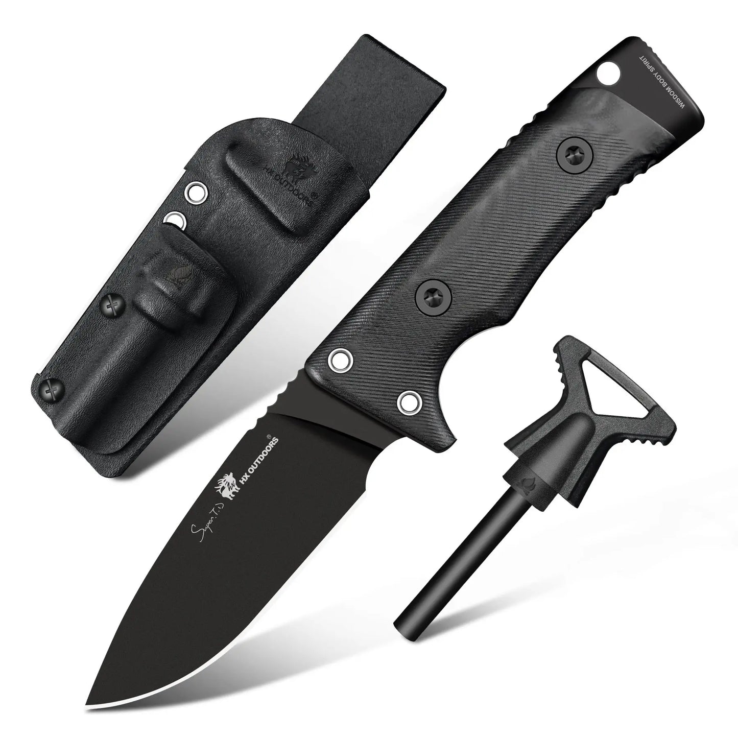 Fixed Blade HX OUTDOORS ROCK CLASSIC 3.15" DC53 Black G10 Survival Fixed Blade Knife Outdoor Tactical EDC TD-01 from HX OUTDOORS