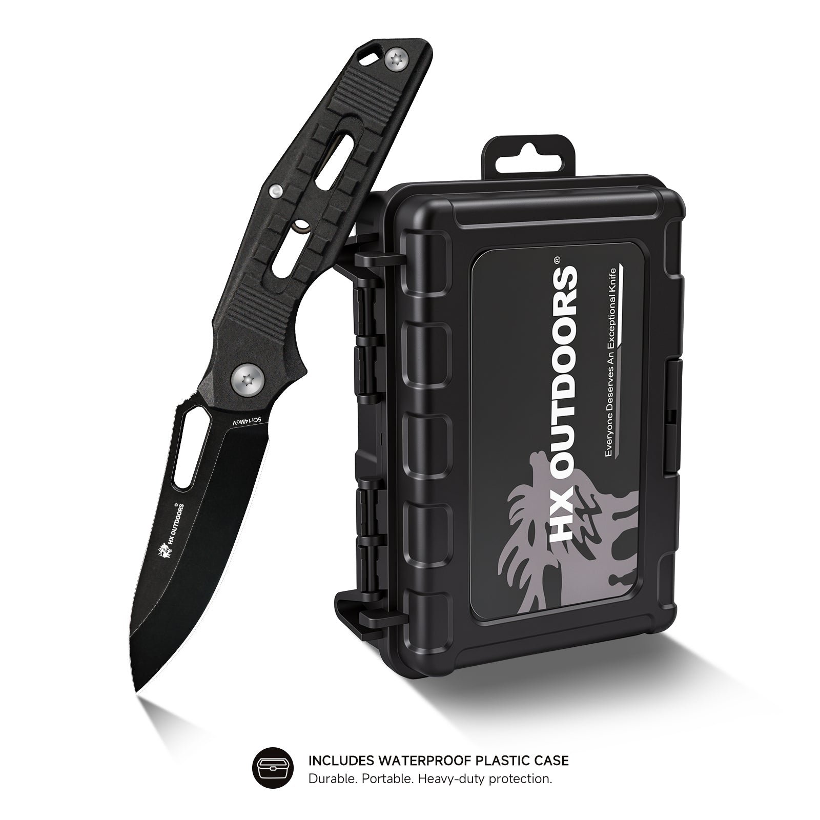 ROCK FLUORITE Pocket Knife | Slip Joint | 2.95" 5Cr15 Blade | Black Nylon Fiber Handle | HX OUTDOORS TD-14A