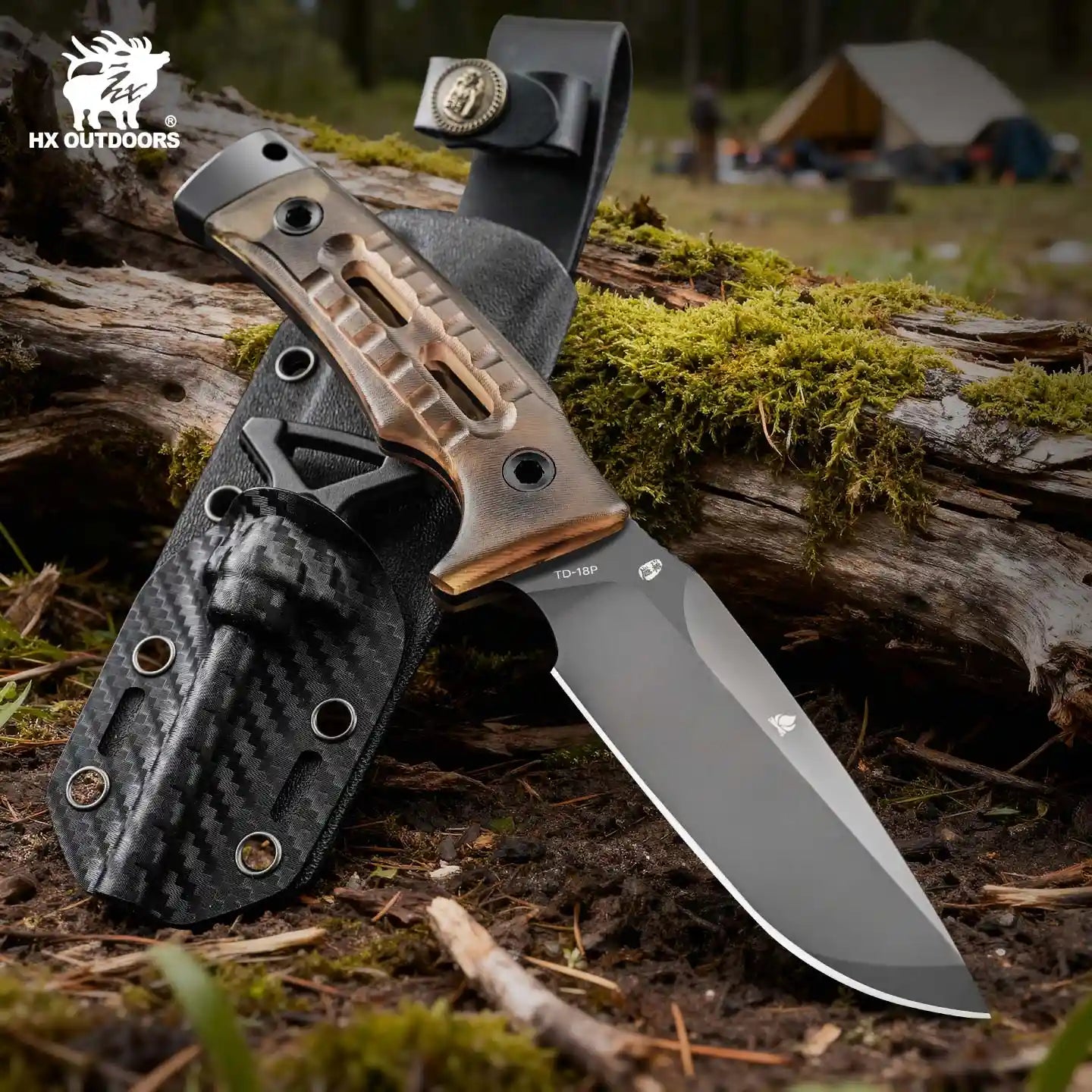ROCK APEX Fixed Blade | 3.7" Gray Titanium Coating DC53 Blade | PEI Handle | HX OUTDOORS TD-18P