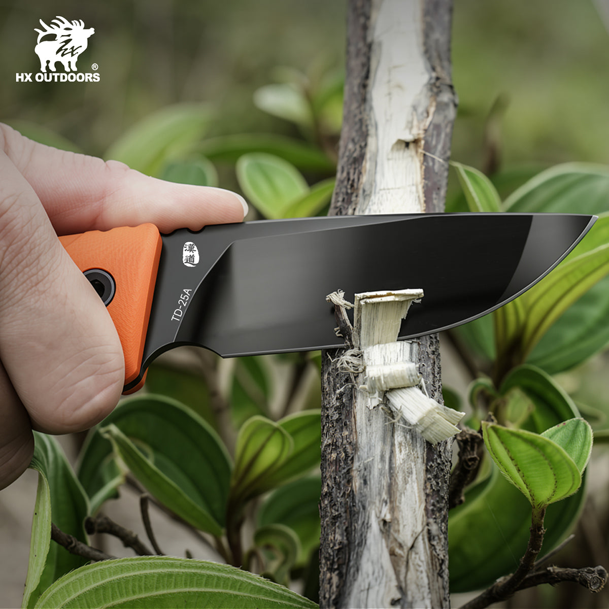 ROCK APEX SE Fixed Blade | 3.15" Black Titanium Coating DC53 Blade | Orange G10 Handle | HX OUTDOORS TD-25A