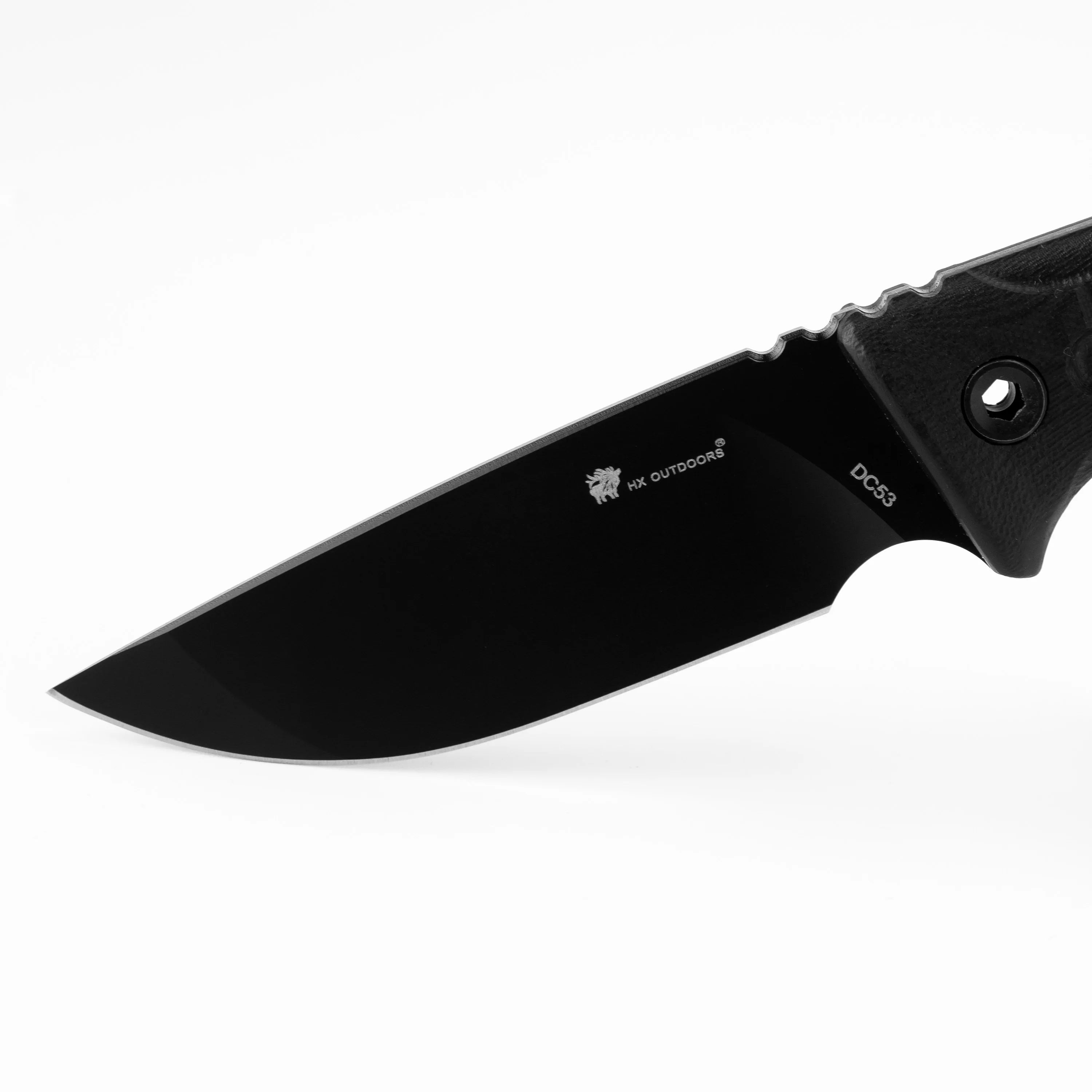 ROCK APEX SE Fixed Blade | 3.15" Black Titanium Coating DC53 Blade | Black G10 Handle | HX OUTDOORS TD-25B