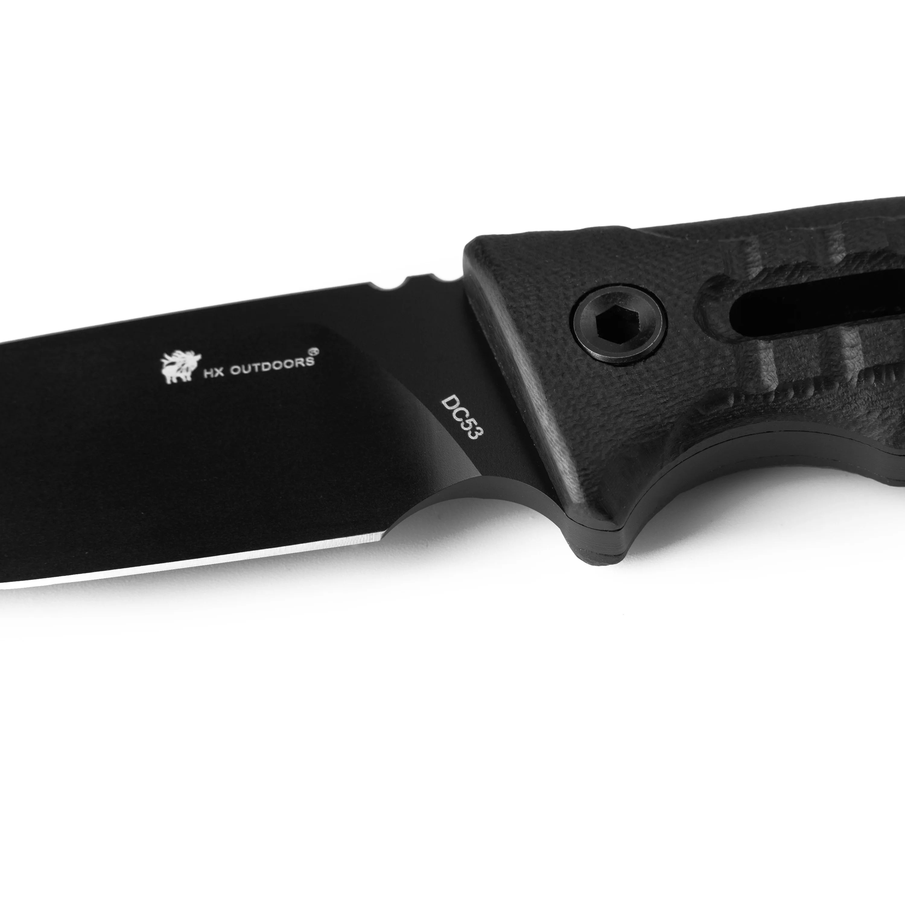 ROCK APEX SE Fixed Blade | 3.15" Black Titanium Coating DC53 Blade | Black G10 Handle | HX OUTDOORS TD-25B