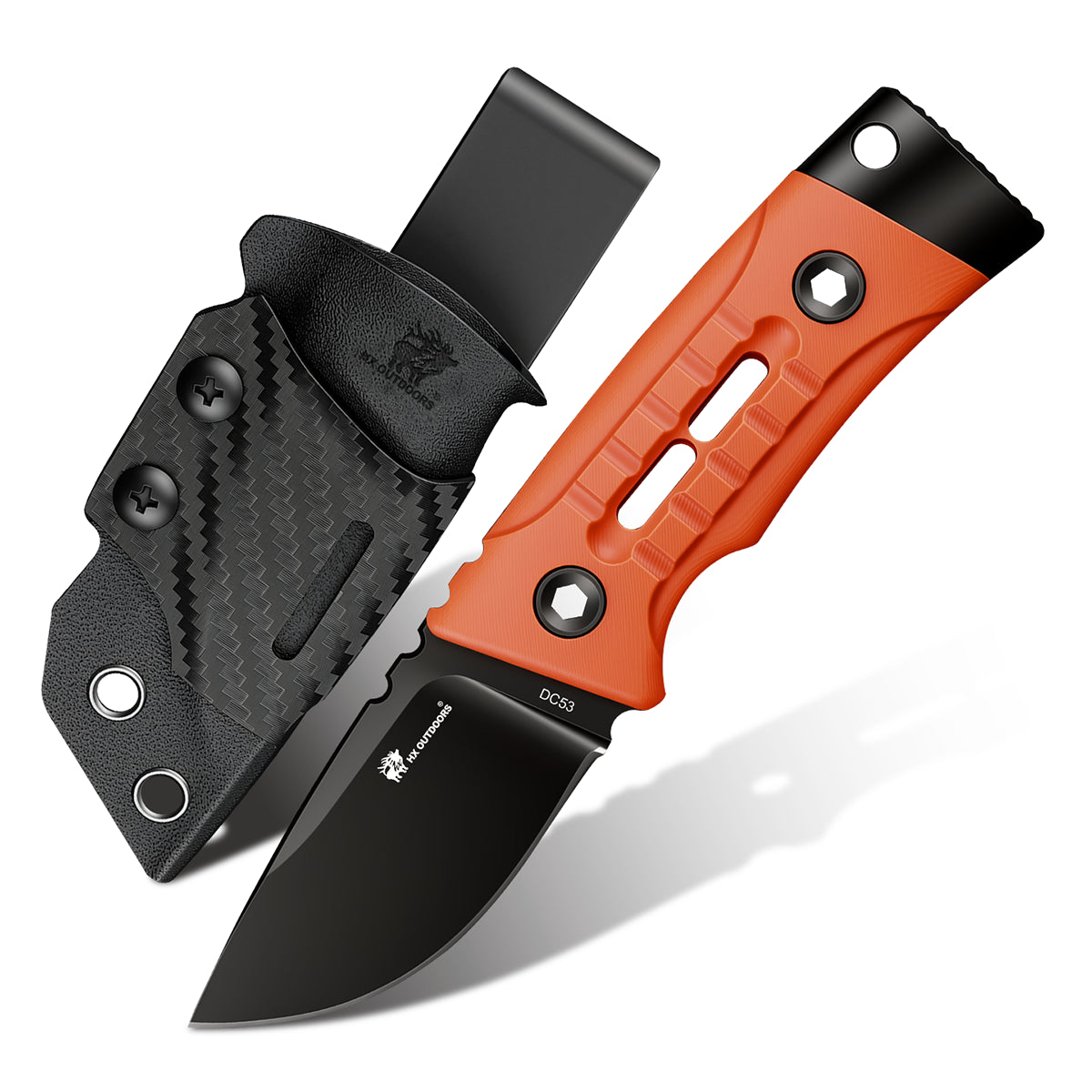 ROCK APEX MINI Fixed Blade | 2.28" Black Titanium Coating DC53 Blade | Orange G10 Handle | HX OUTDOORS TD-26A