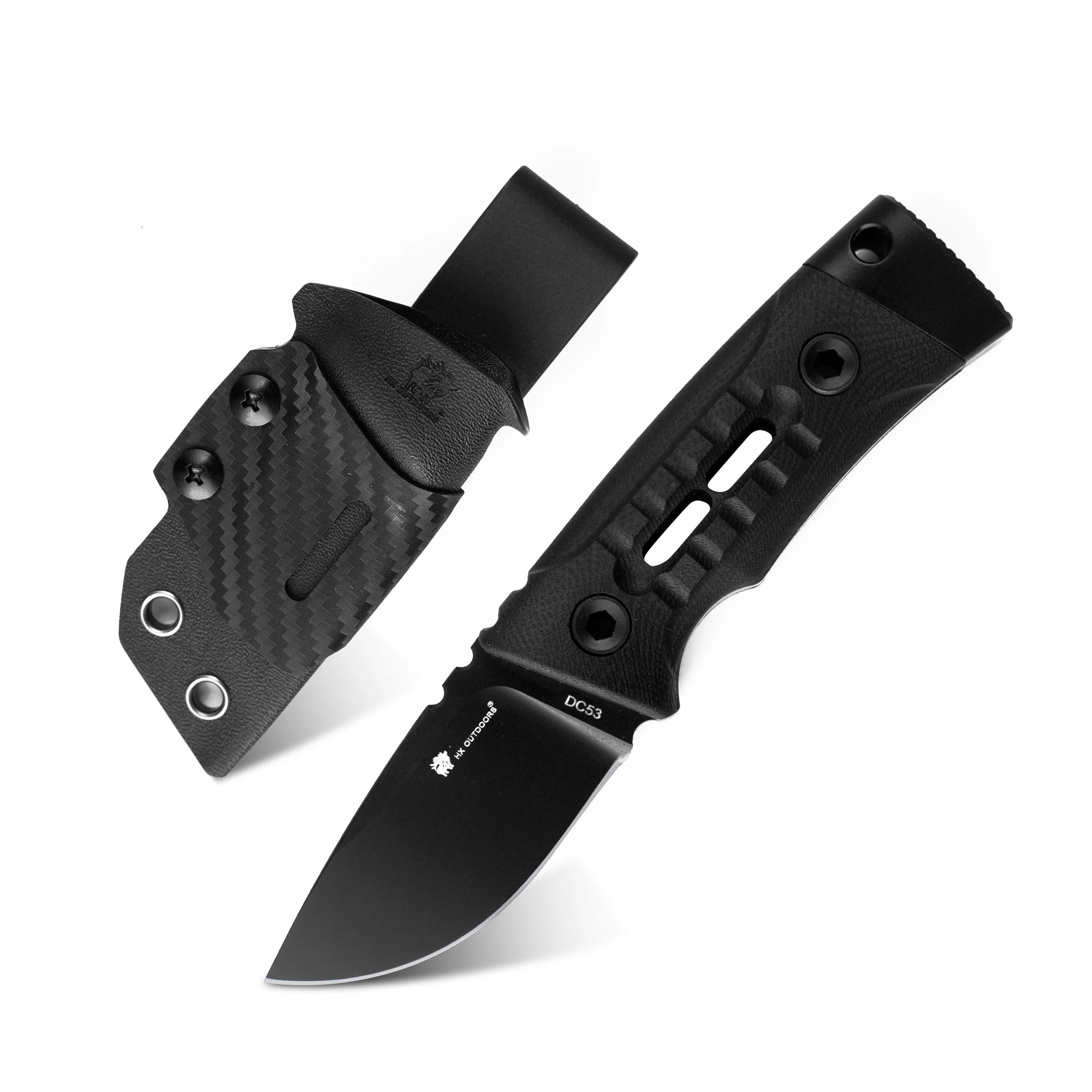 ROCK APEX MINI Fixed Blade | 2.28" Black Titanium Coating DC53 Blade | Black G10 Handle | HX OUTDOORS TD-26B