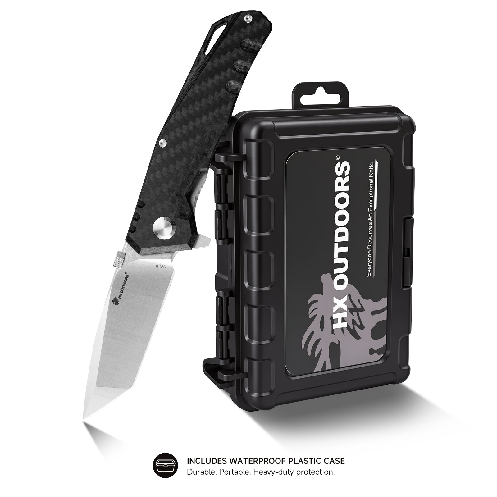 COBRA Pocket Knife | Frame Lock | 2.76" VG10 Blade | Carbon Fiber & Titanium Alloy Handle | HX OUTDOORS ZD-005