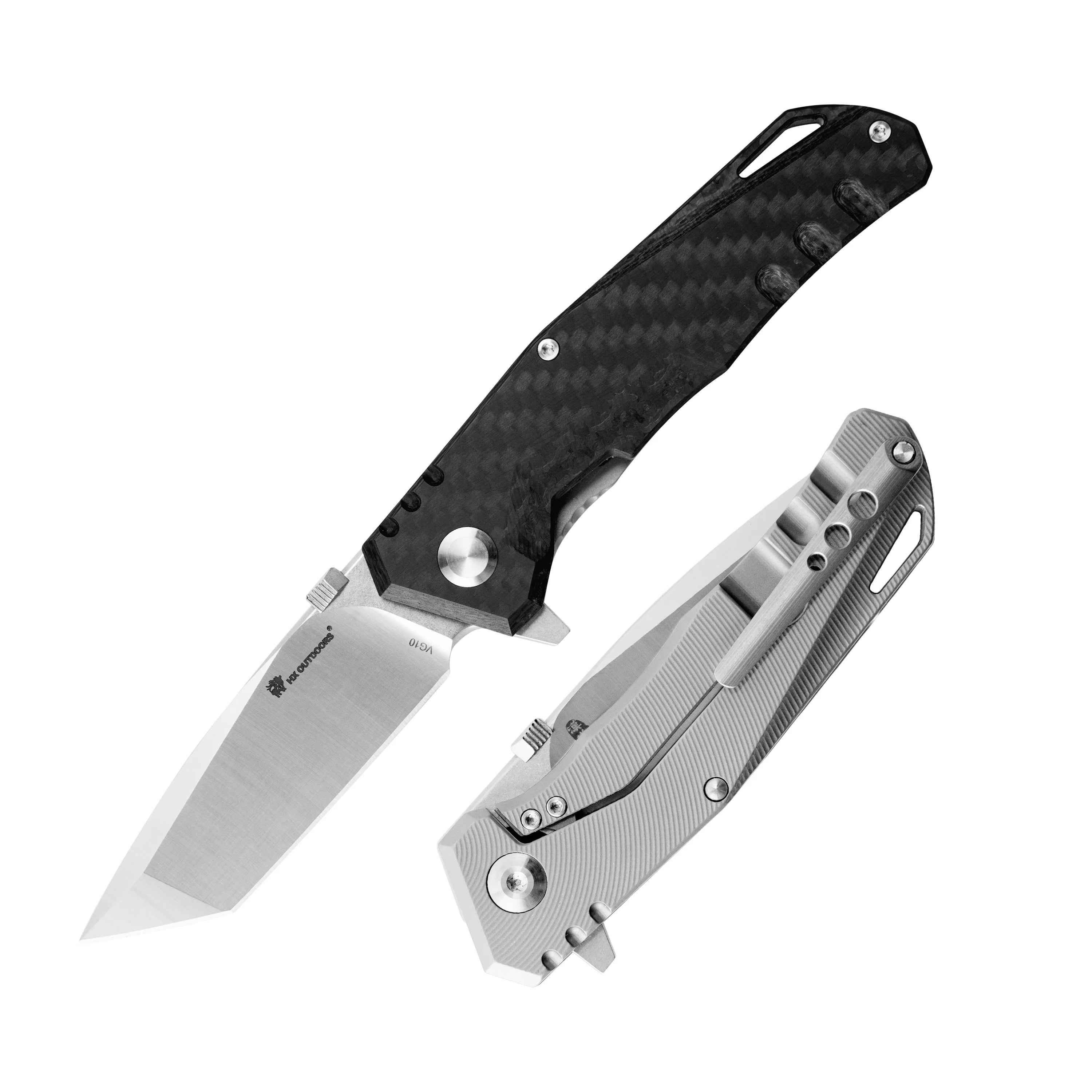 COBRA Pocket Knife | Frame Lock | 2.76" VG10 Blade | Carbon Fiber & Titanium Alloy Handle | HX OUTDOORS ZD-005