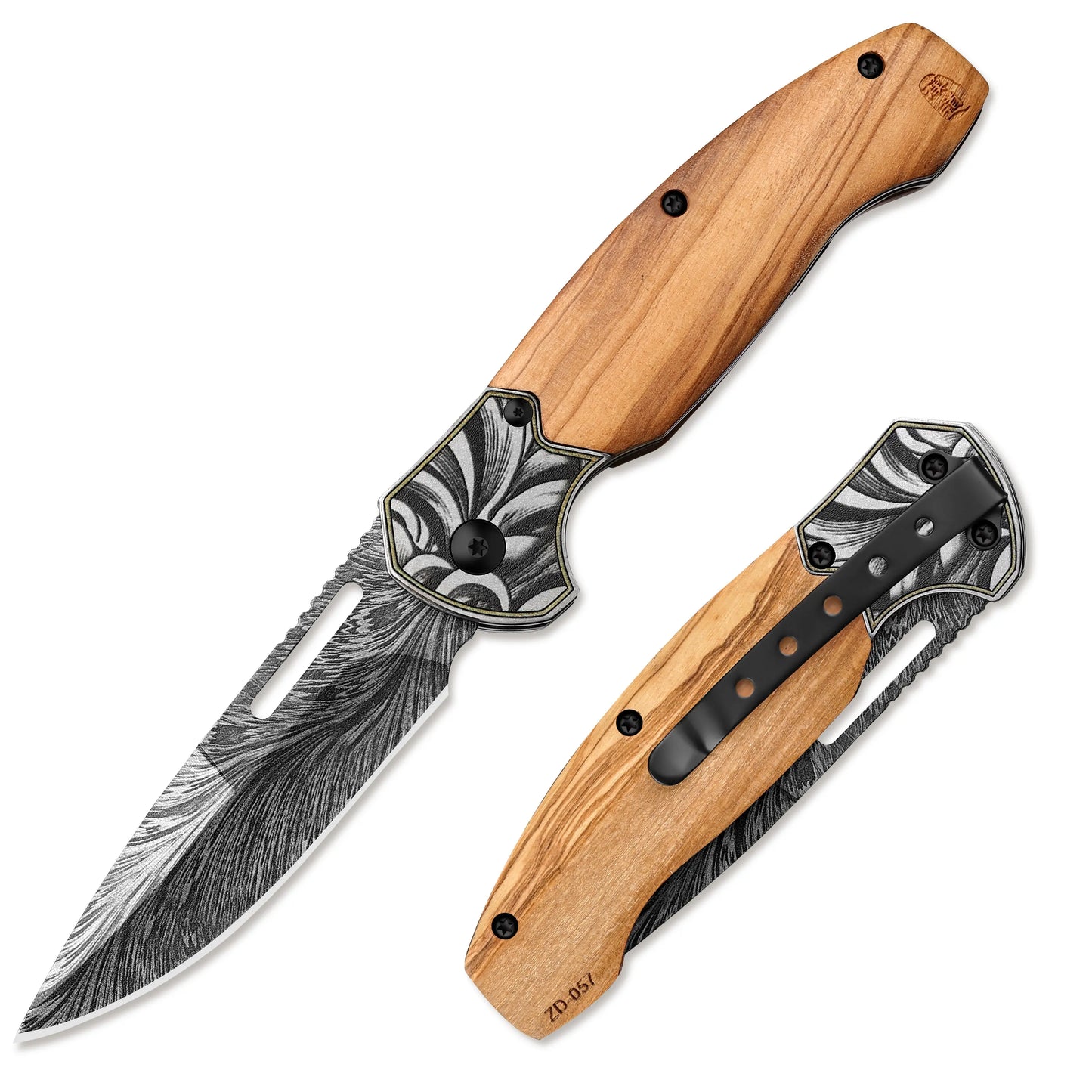 Pocket Knife HX OUTDOORS 3.14" 5CR15 EDC GRIFFIN Slip Joint Folding Utility Knife With Olive Handle ZD-057 from HX OUTDOORS