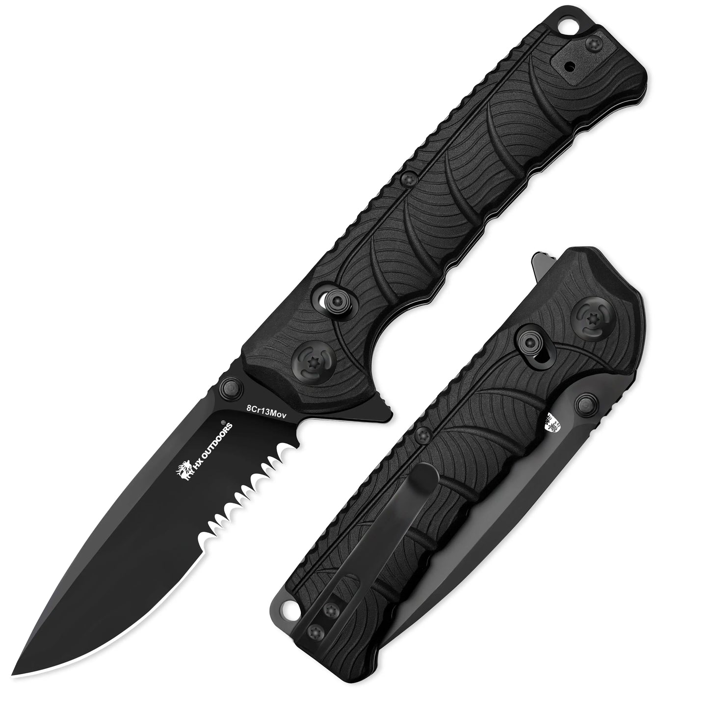 Pocket Knife HX OUTDOORS 3.19" 8CR13 Black Shark Crossbar best folding pocket knife - EDC Knives for Survival Camping Fishing Hiking ZD-093 from HX OUTDOORS