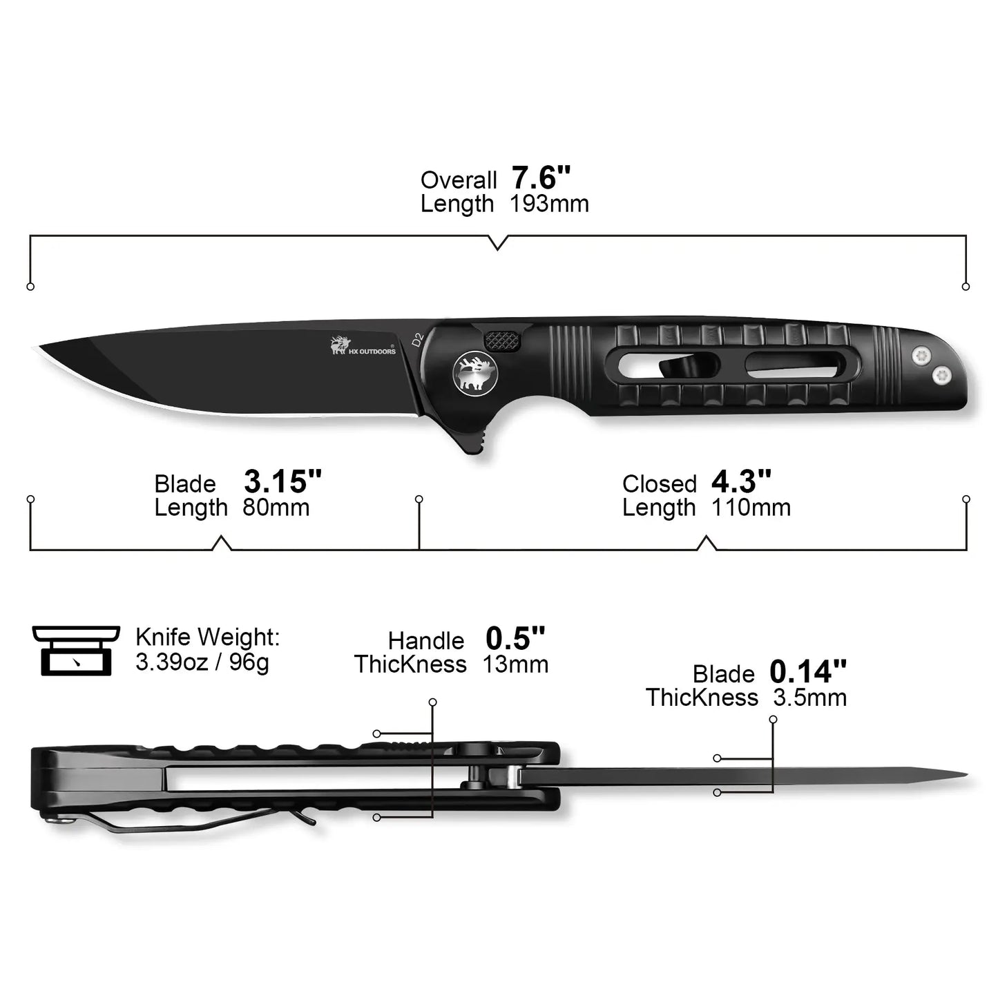 Pocket Knife HX OUTDOORS DARK MASTER 3.15