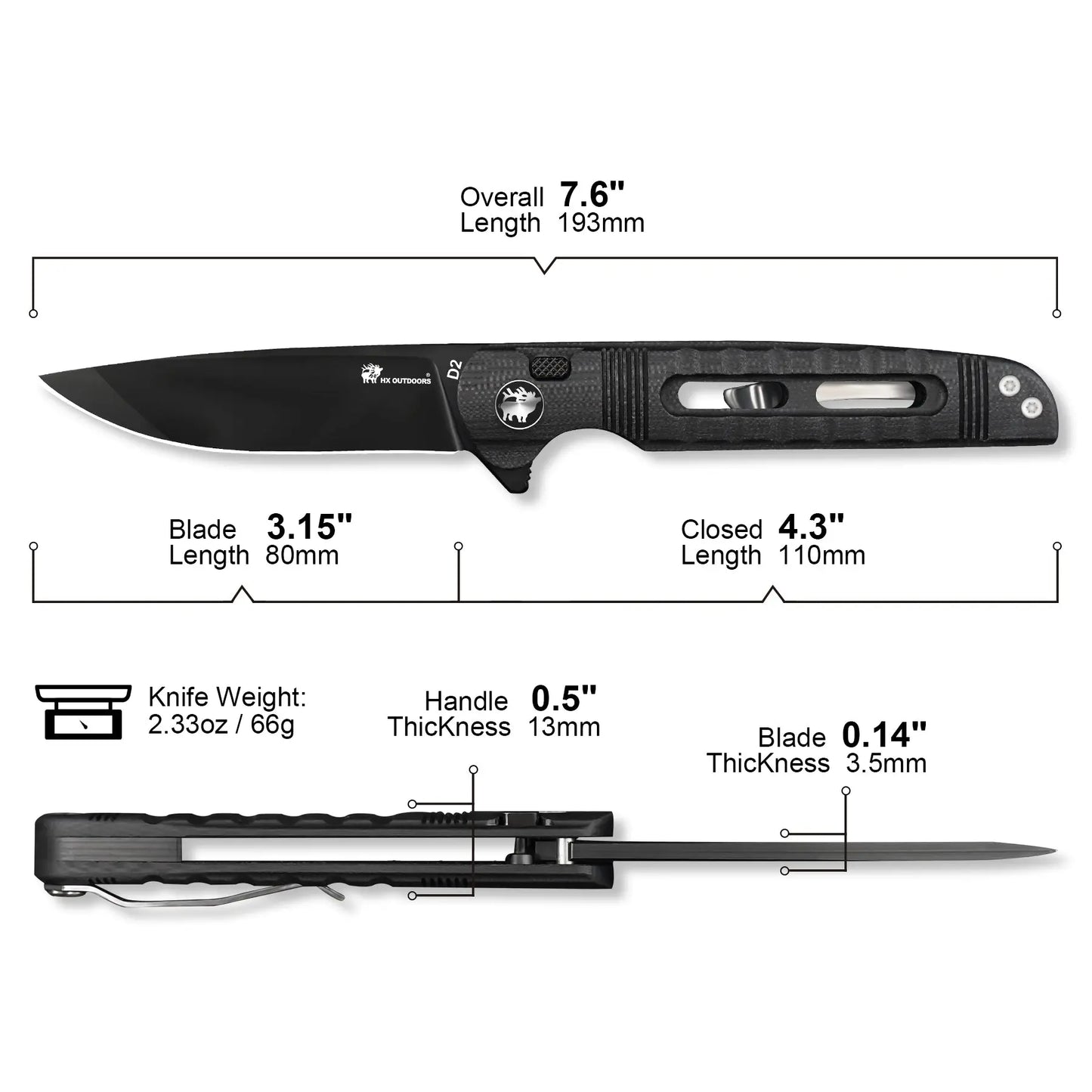 Pocket Knife HX OUTDOORS DARK MASTER 3.15