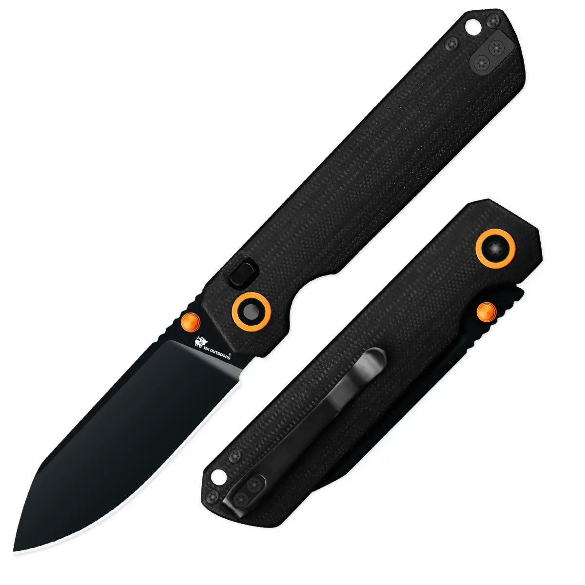 HYLA | Pocket Knife | Button Lock | 2.91" 14C28N Black Blade | Black G10 Handle | HX OUTDOORS ZD-120S-C