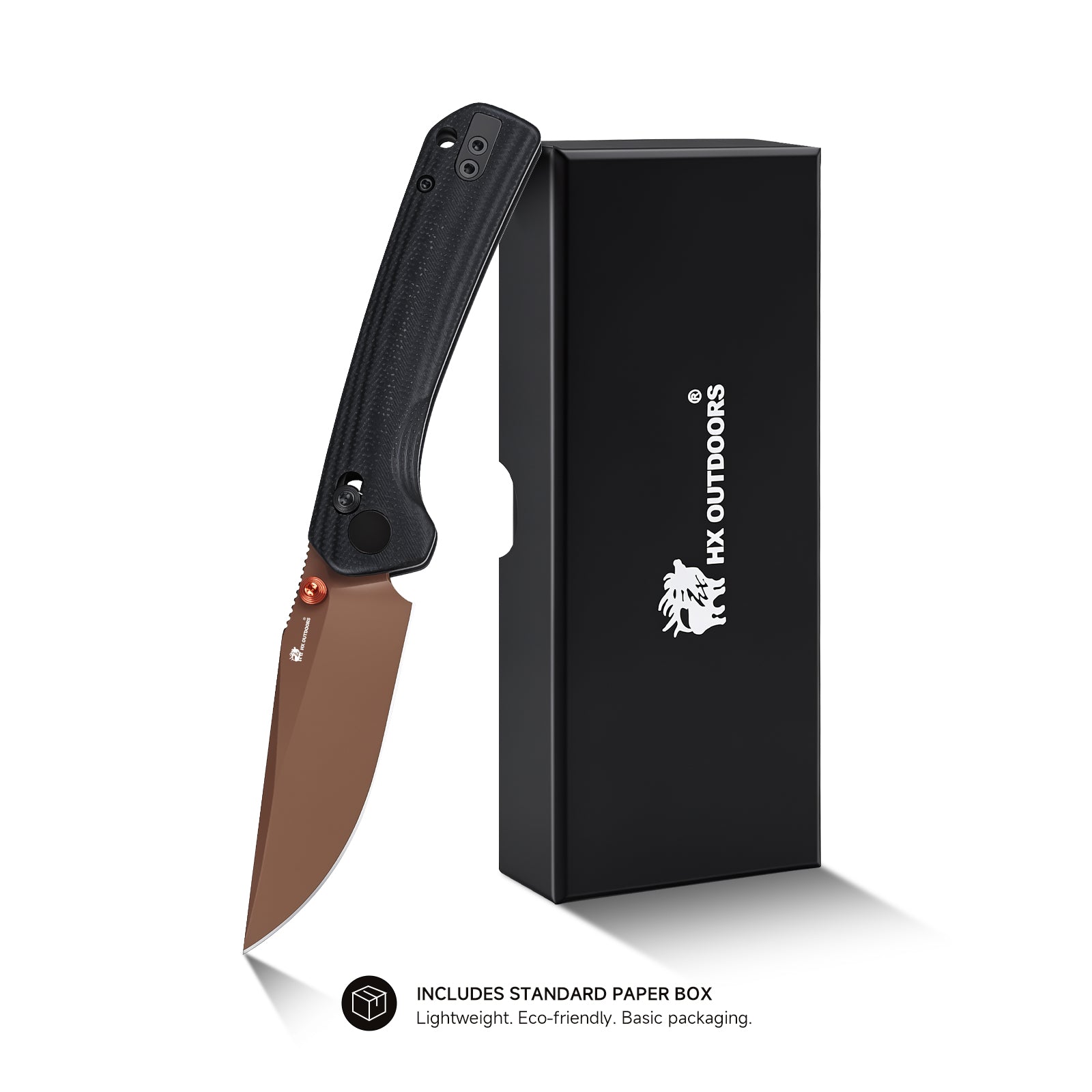 COOL KID Pocket Knife | Crossbar Lock | 3.35" 14C28N Blade | Black Linen Micarta Handle | HX OUTDOORS ZD-123BS