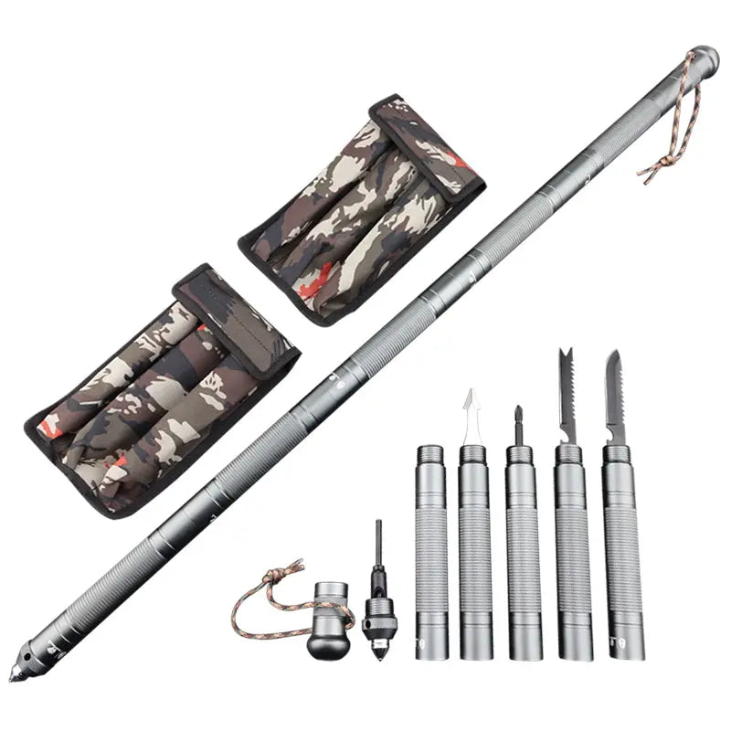 SENTINEL FORCE Outdoor Hiking Stick Gray Aluminum | Multi-Function