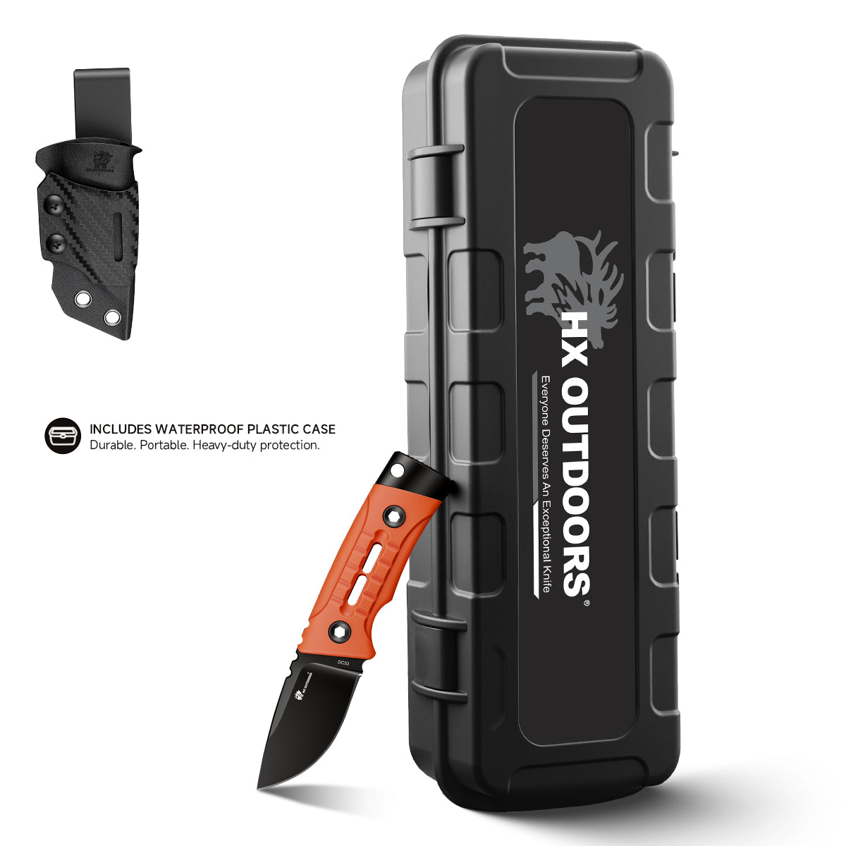 ROCK APEX MINI Fixed Blade | 2.28" Black Titanium Coating DC53 Blade | Orange G10 Handle | HX OUTDOORS TD-26A