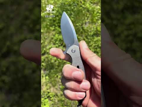 HX OUTDOORS ROCK SAPPHIRE | Navaja de bolsillo | Bloqueo de línea | Hoja D2 de 6,1 cm | Mango de titanio plateado | ZD-113S