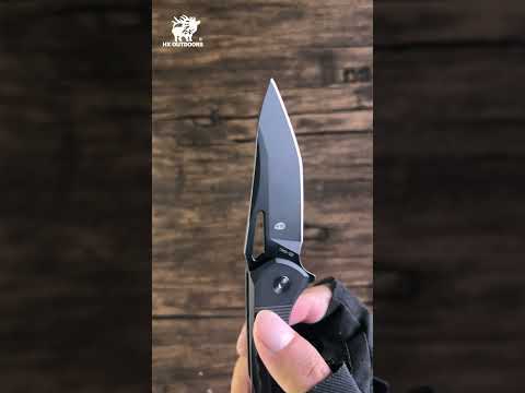 HX OUTDOORS ROCK ONYX | Pocket Knife | Button Lock | 2.87" D2 Blade | Gray Aluminum Handle | ZD-104A-S