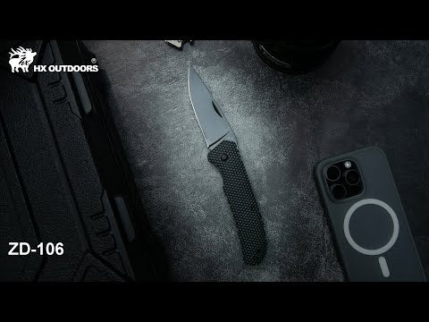 HX OUTDOORS SHADOWEER | Navaja de bolsillo | Junta deslizante | Hoja de 8,5 cm 3Cr13 | Mango G10 negro | ZD-106