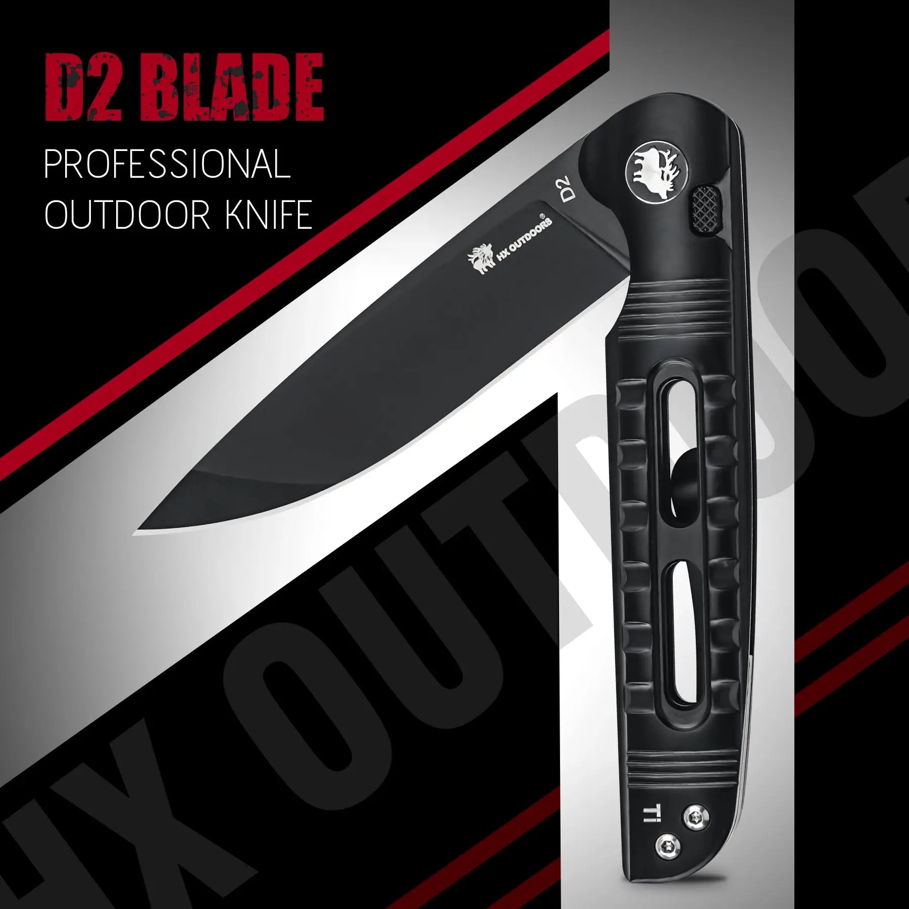 Pocket Knife HX OUTDOORS DARK MASTER 3.15" D2 BUTTON LOCK Titanium alloy Tactical Folding Knife Camping, Hunting, And Outdoors ZD-112A from HX OUTDOORS