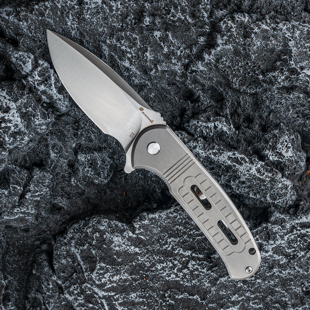 Pocket Knife HX OUTDOORS  ROCK SAPPHIRE 2.4" D2 TITANIUM BUTTON LOCK Drop Point Folding Knife Camping Outdoor ZD-114S from HX OUTDOORS