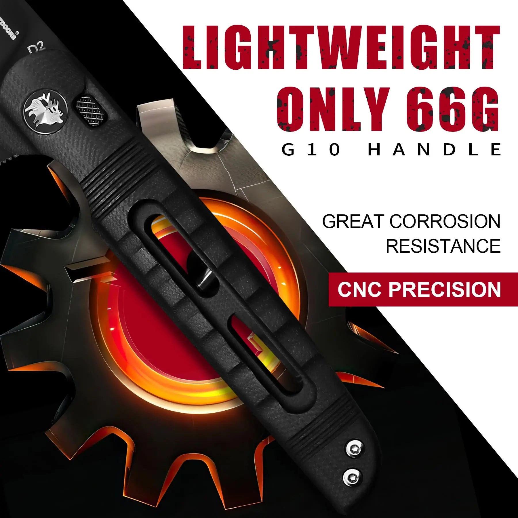 Pocket Knife HX OUTDOORS DARK MASTER 3.15" D2 G10 BUTTON LOCK Tactical Folding Knife Camping, Hunting, And Outdoors ZD-112B from HX OUTDOORS