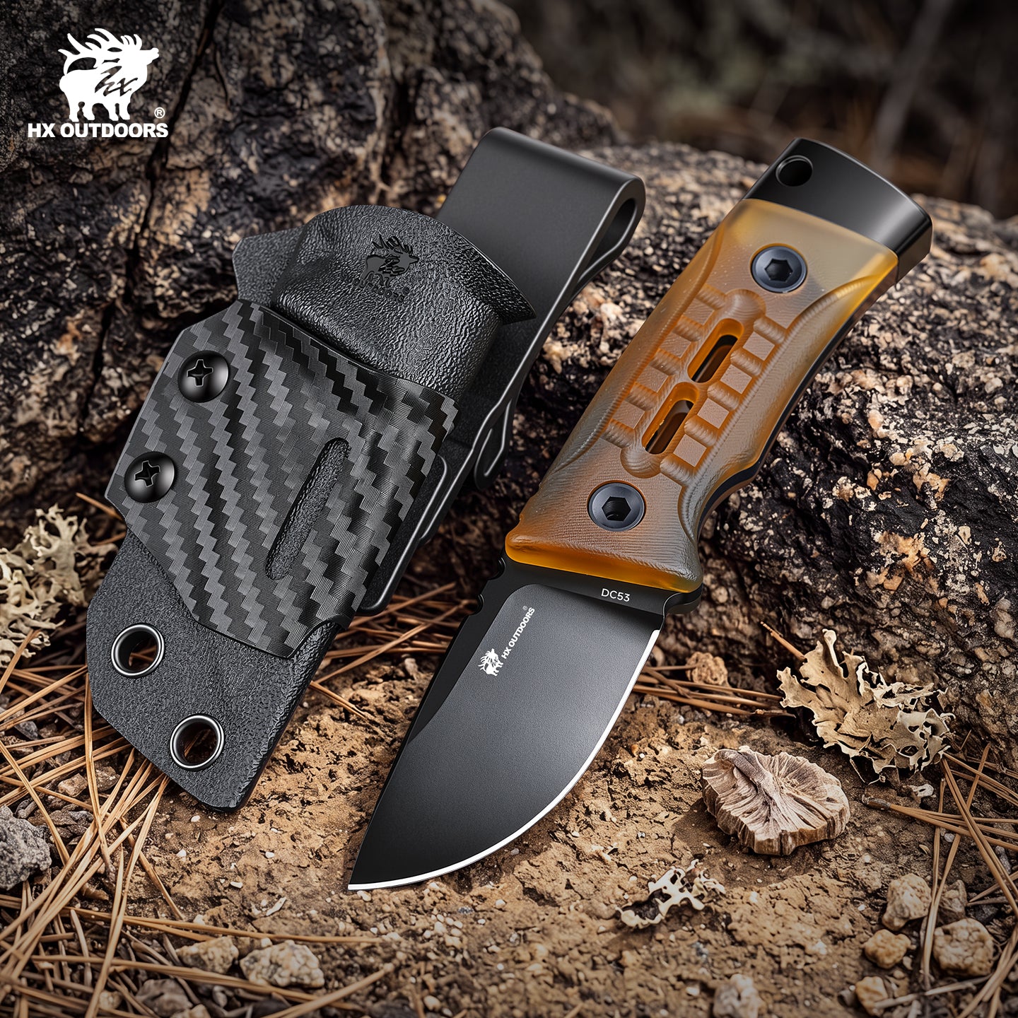 ROCK APEX MINI Black Titanium Coating DC53 Fixed Blade PEI EDC