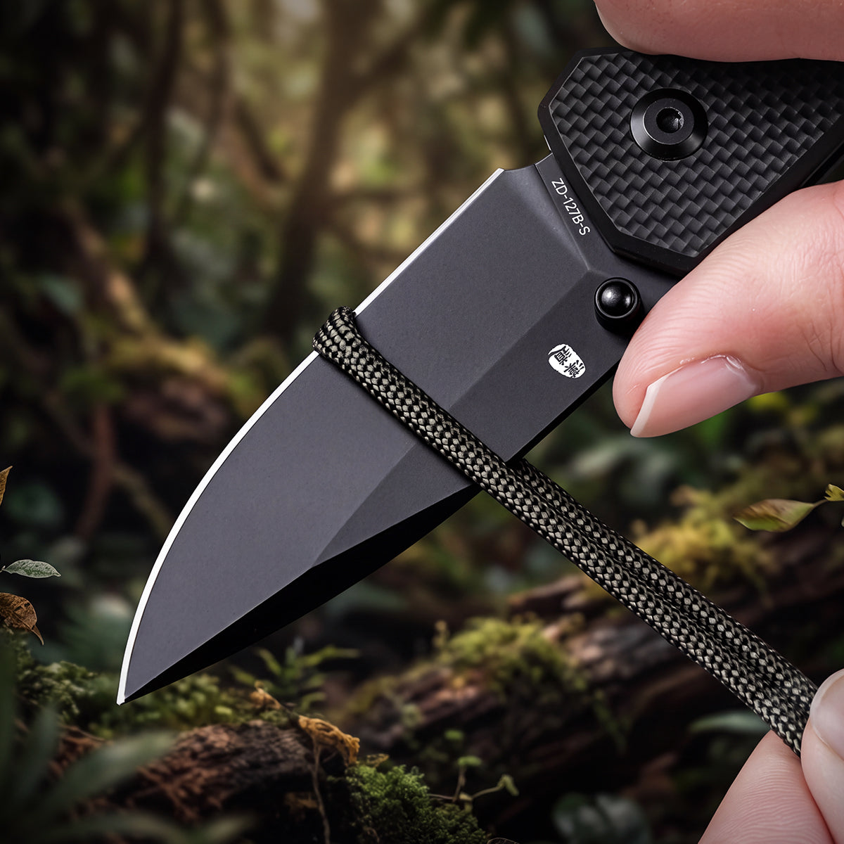 SCOUT | Pocket Knife | Button Lock | 2.68" 14C28N Black Blade | Black G10 Handle | HX OUTDOORS ZD-127B-S