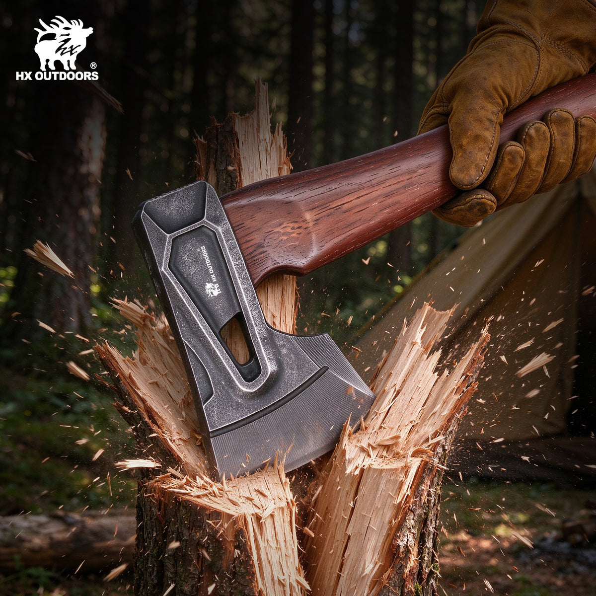 PATROL Camp Hatchet | 12.01" Overall Length | 420 Stainless Steel Head | Padauk Wood Handle | HX OUTDOORS FT-21