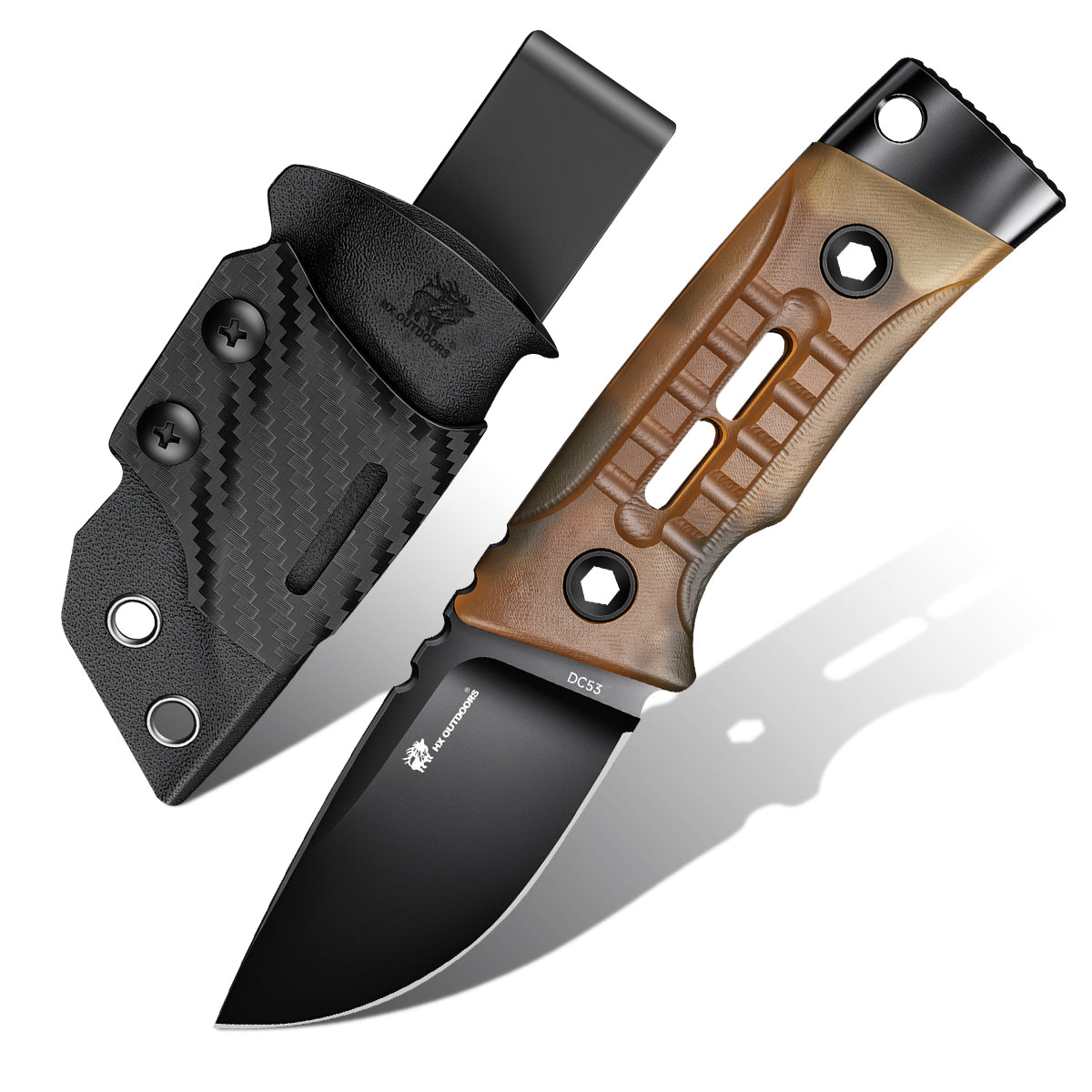 ROCK APEX MINI Black Titanium Coating DC53 Fixed Blade PEI EDC