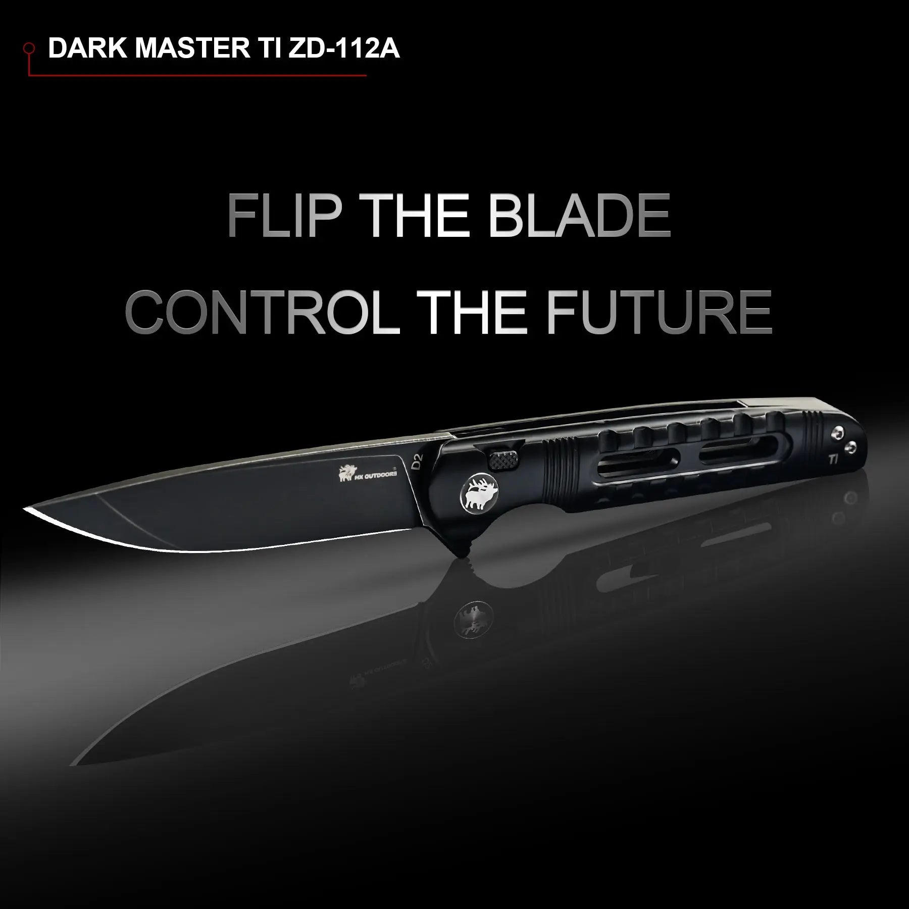 Pocket Knife HX OUTDOORS DARK MASTER 3.15" D2 BUTTON LOCK Titanium alloy Tactical Folding Knife Camping, Hunting, And Outdoors ZD-112A from HX OUTDOORS