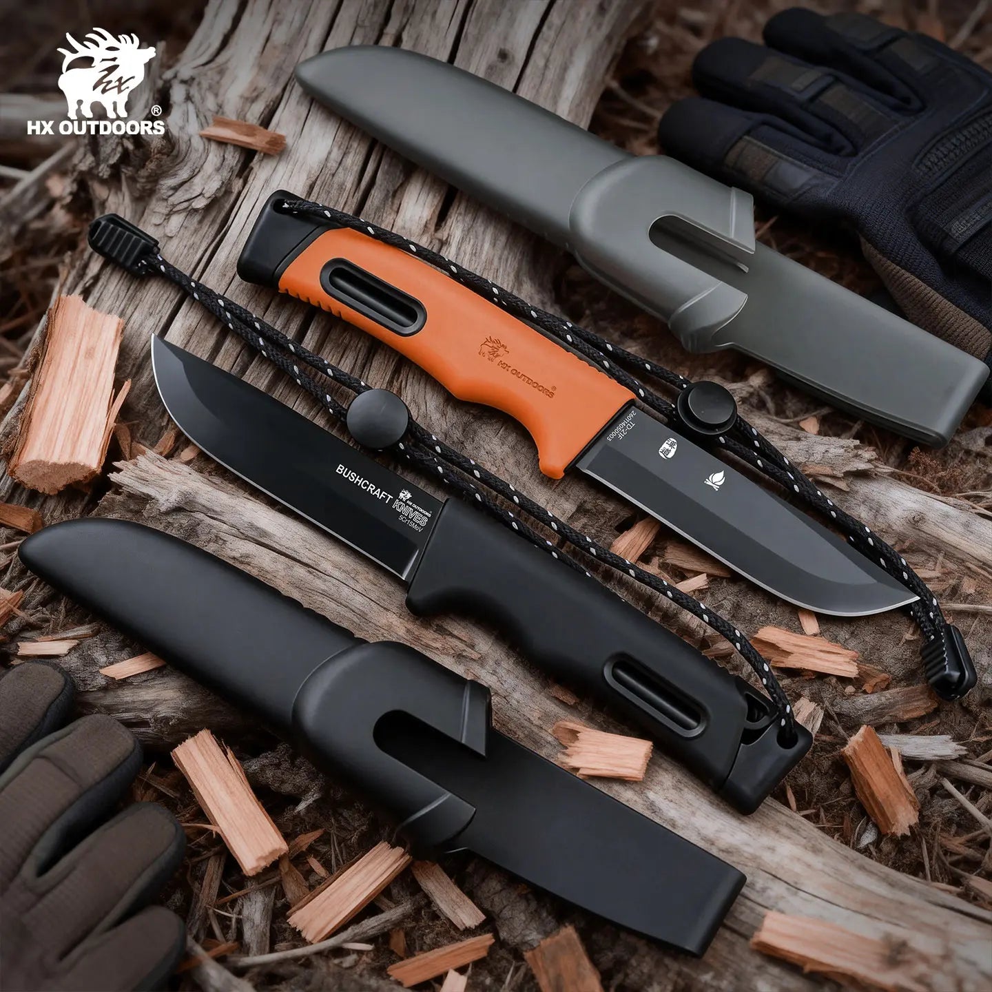 SURVIVAL MASTER 4 Fixed Blade | 3.74″ Matte Black Titanium Coating 5Cr15 Blade | Black PP & Black TPR Handle | TD-21E