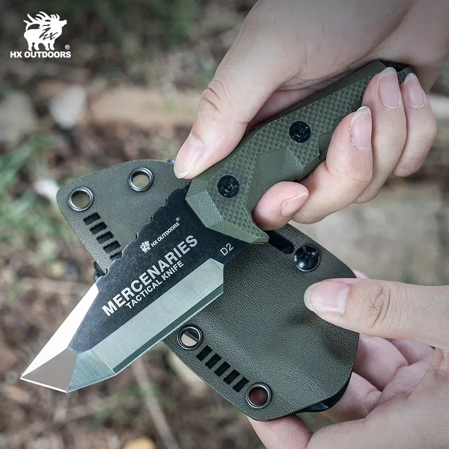 Fixed Blade HX OUTDOORS M.E. 2.8" D2 Brown G10 Handle Mini Mercenary Tanto Full Tang Fixed Blade Knife for Camping Hunting Adventure Survival Gifts D-170 from HX OUTDOORS