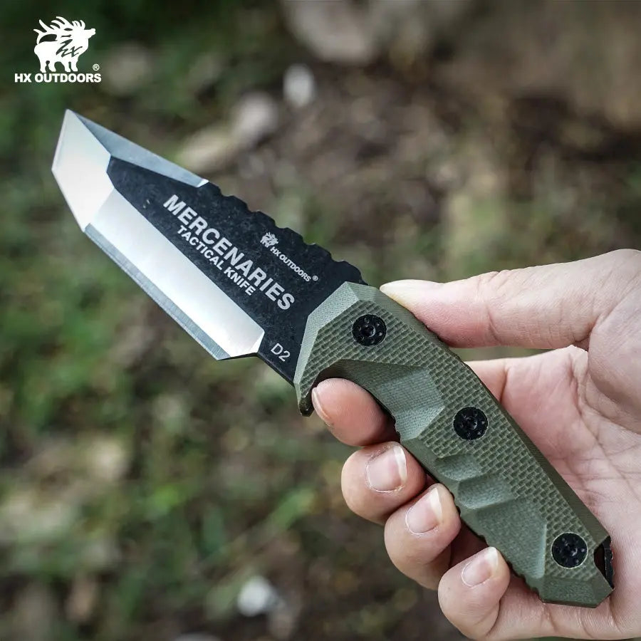 Fixed Blade HX OUTDOORS M.E. 2.8" D2 Brown G10 Handle Mini Mercenary Tanto Full Tang Fixed Blade Knife for Camping Hunting Adventure Survival Gifts D-170 from HX OUTDOORS