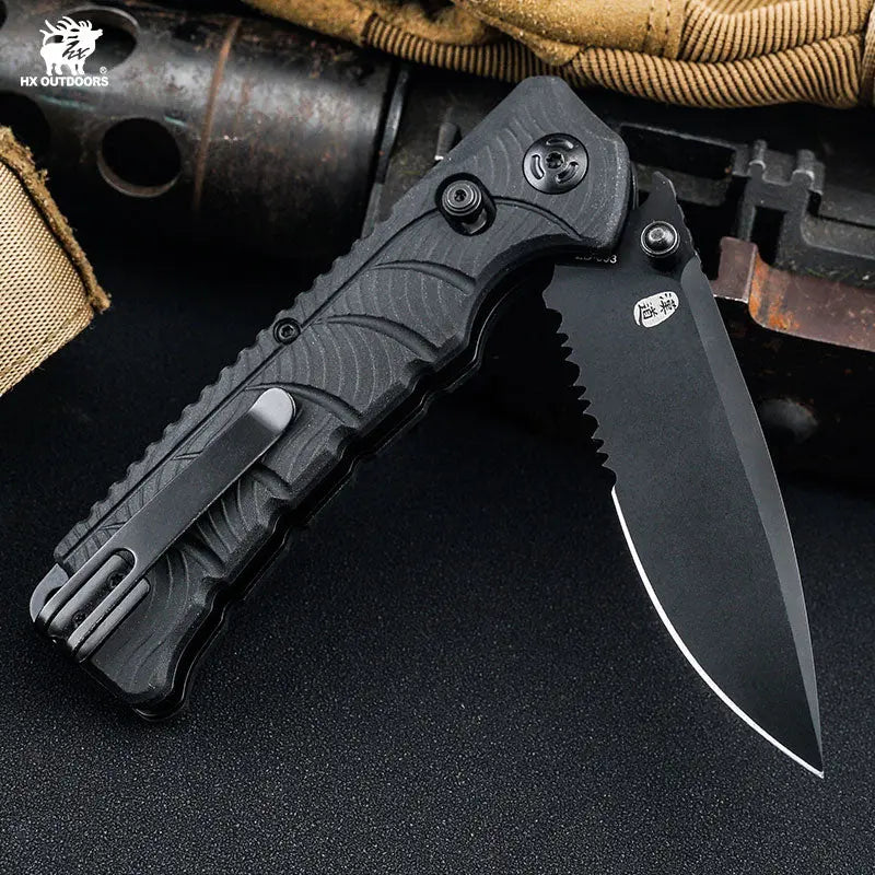 BLACK TALON 8Cr13 Rubber | EDC Crossbar Lock Pocket Knife – HX