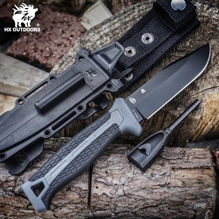 HOUND D2 Fixed Blade | Gray PP & TPR EDC Camping Knife