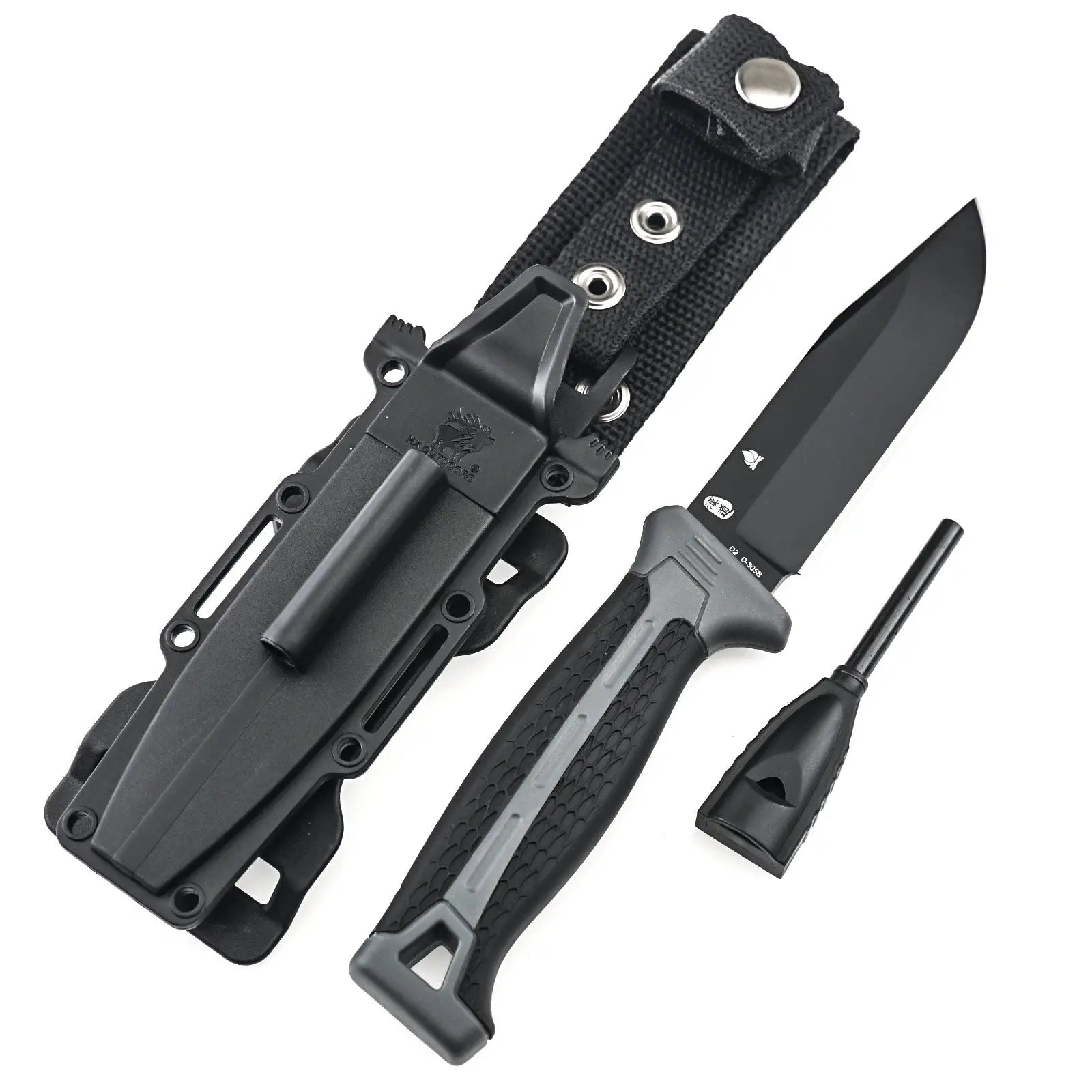 Fixed Blade HX OUTDOORS 4.33" D2 Gray PP & TRP Handle Hound Survival Fixed Blade Hunting Knife Adventure Survival Tools D-305B from HX OUTDOORS