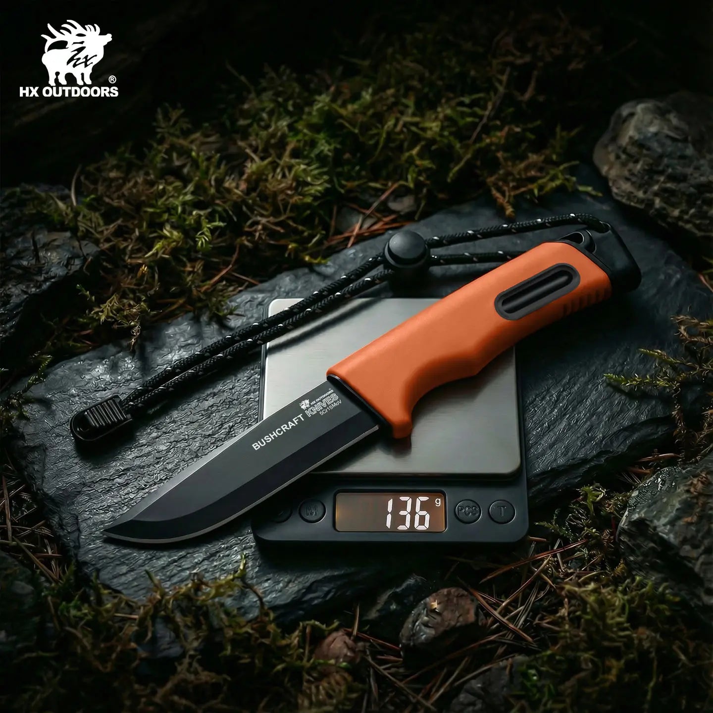 SURVIVAL MASTER 4 Fixed Blade | 3.74″ Matte Black Titanium Coating 5Cr15 Blade | Black PP & Orange TPR Handle | TD-21F