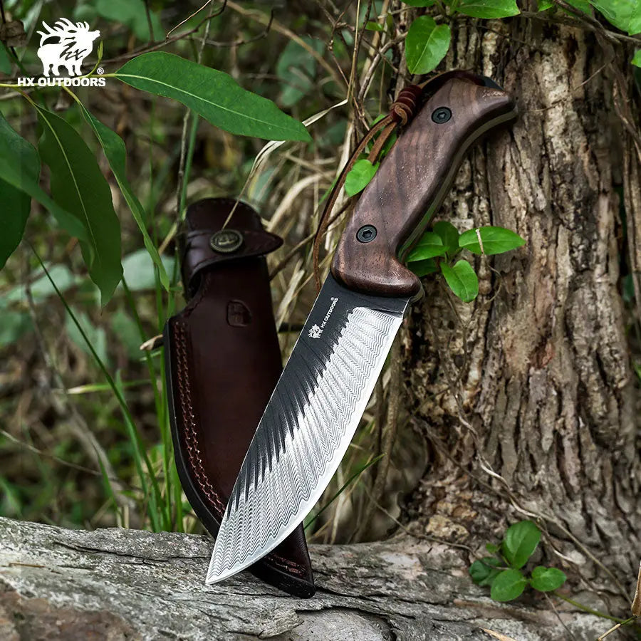 JUNGLORD 90Cr18MoV Fixed Blade | Walnut EDC Camping Knife – HX
