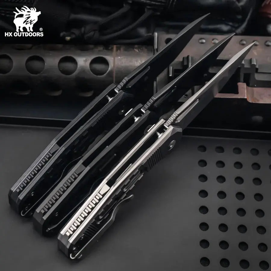 Pocket Knife HX OUTDOORS REINFORCED ROCK ONYX 2.87" D2 G10 BUTTON LOCK Tactical Folding Knife  Camping, Hunting, And Outdoors ZD-104B-S from HX OUTDOORS