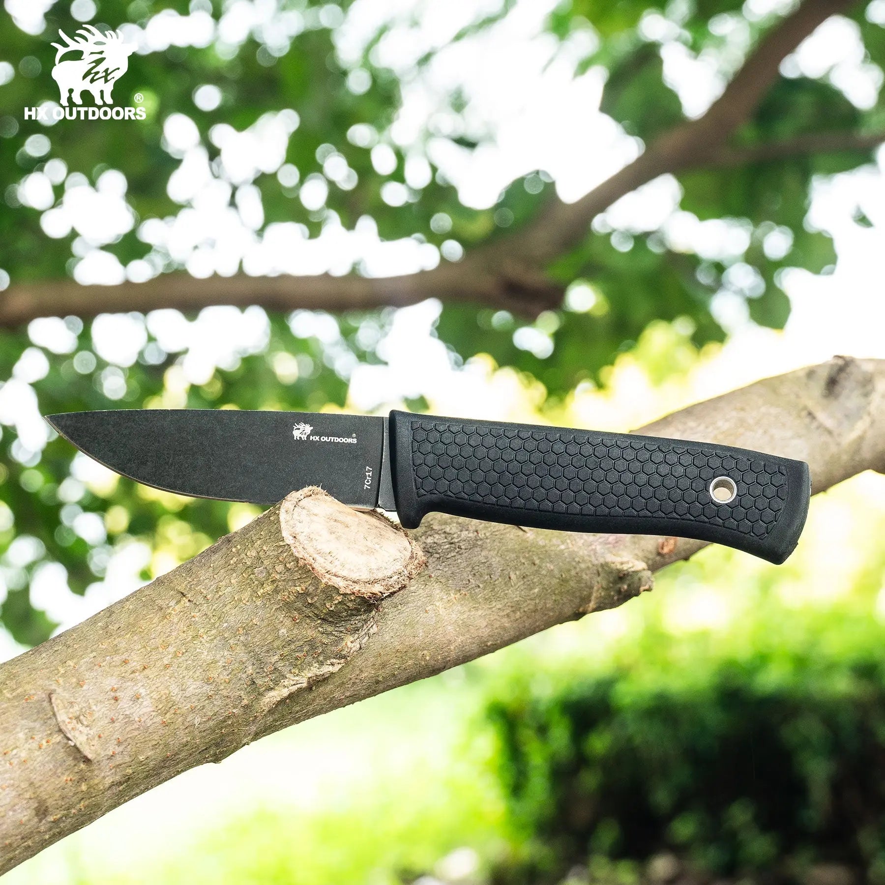 ケイパレス　/ 644 GORGE WALKER 7CR17 Fixed Blade | Black TPR EDC Camping Knife – HX