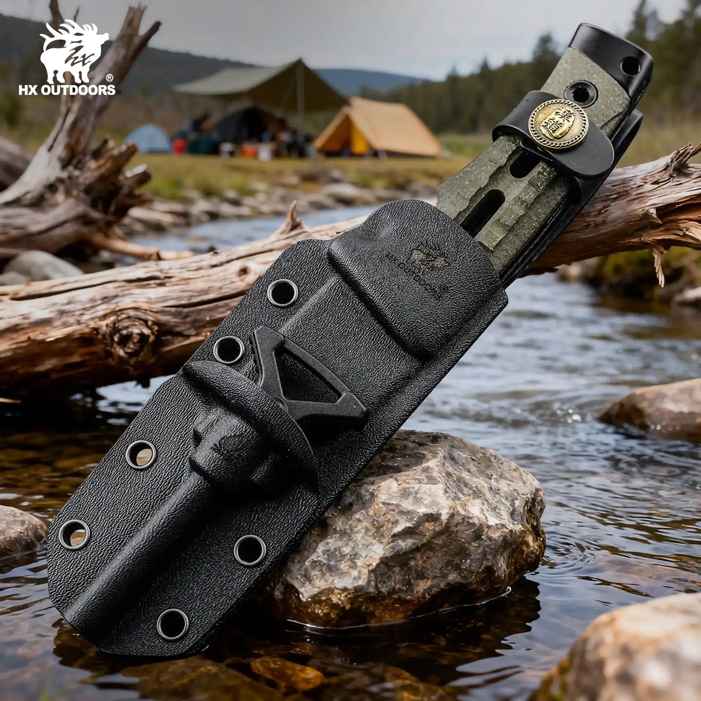 ROCK APEX Fixed Blade | 3.7" DC53 Blade | Green Micarta Handle | HX OUTDOORS TD-18Y