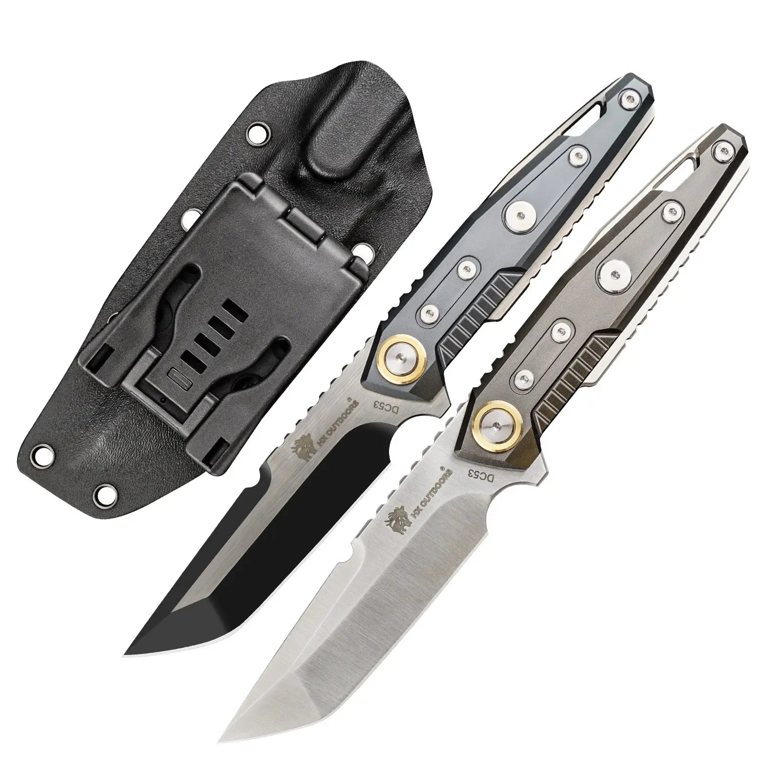 Fixed Blade HX OUTDOORS 3.86" DC53 Gray Aluminum Handle MECHTITAN Fixed Blade Knife Sharp Camping Survival Hiking Knives D-220A from HX OUTDOORS