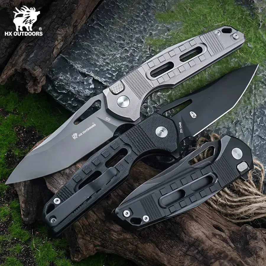Pocket Knife HX OUTDOORS REINFORCED ROCK ONYX 2.87" D2 G10 BUTTON LOCK Tactical Folding Knife  Camping, Hunting, And Outdoors ZD-104B-S from HX OUTDOORS