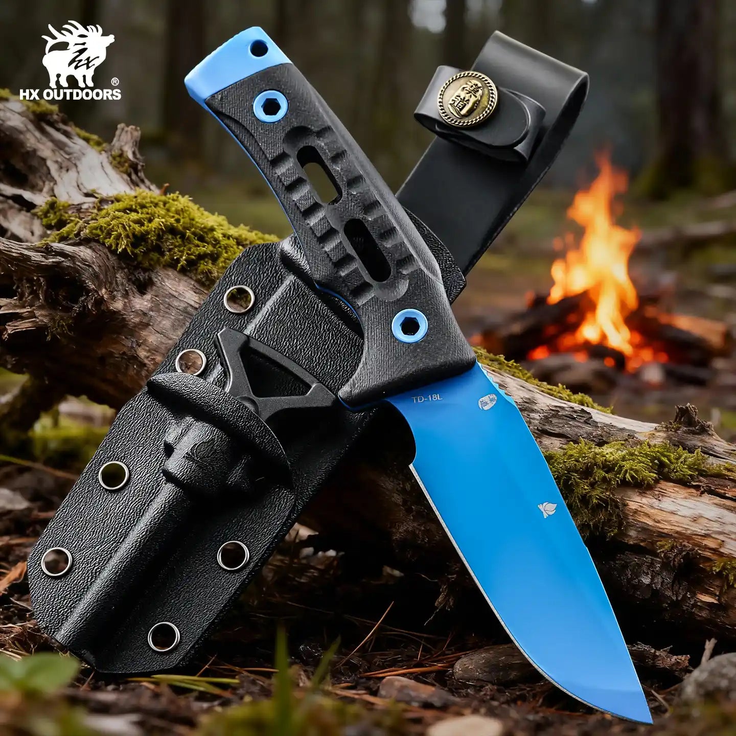 ROCK APEX Fixed Blade | 3.7" Blue DC53 Blade | Black G10 Handle | HX OUTDOORS TD-18L