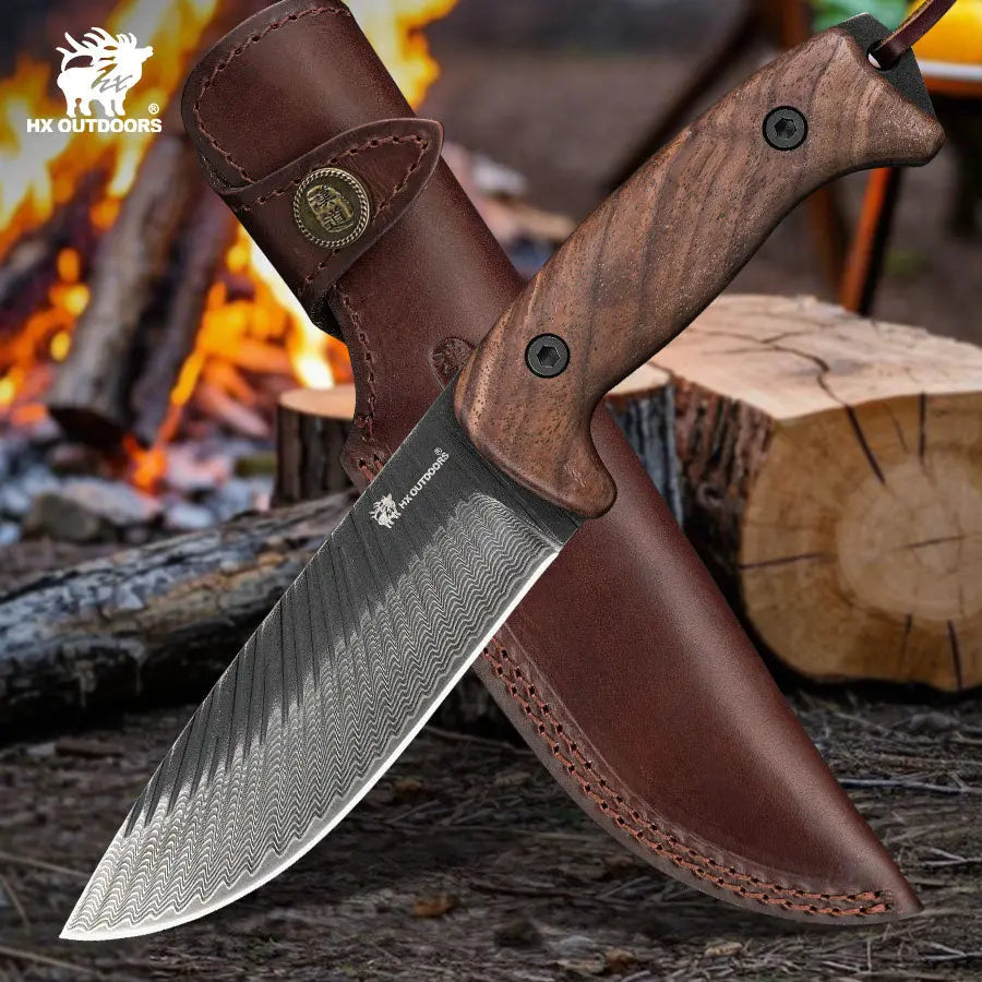 JUNGLORD 90Cr18MoV Fixed Blade | Walnut EDC Camping Knife