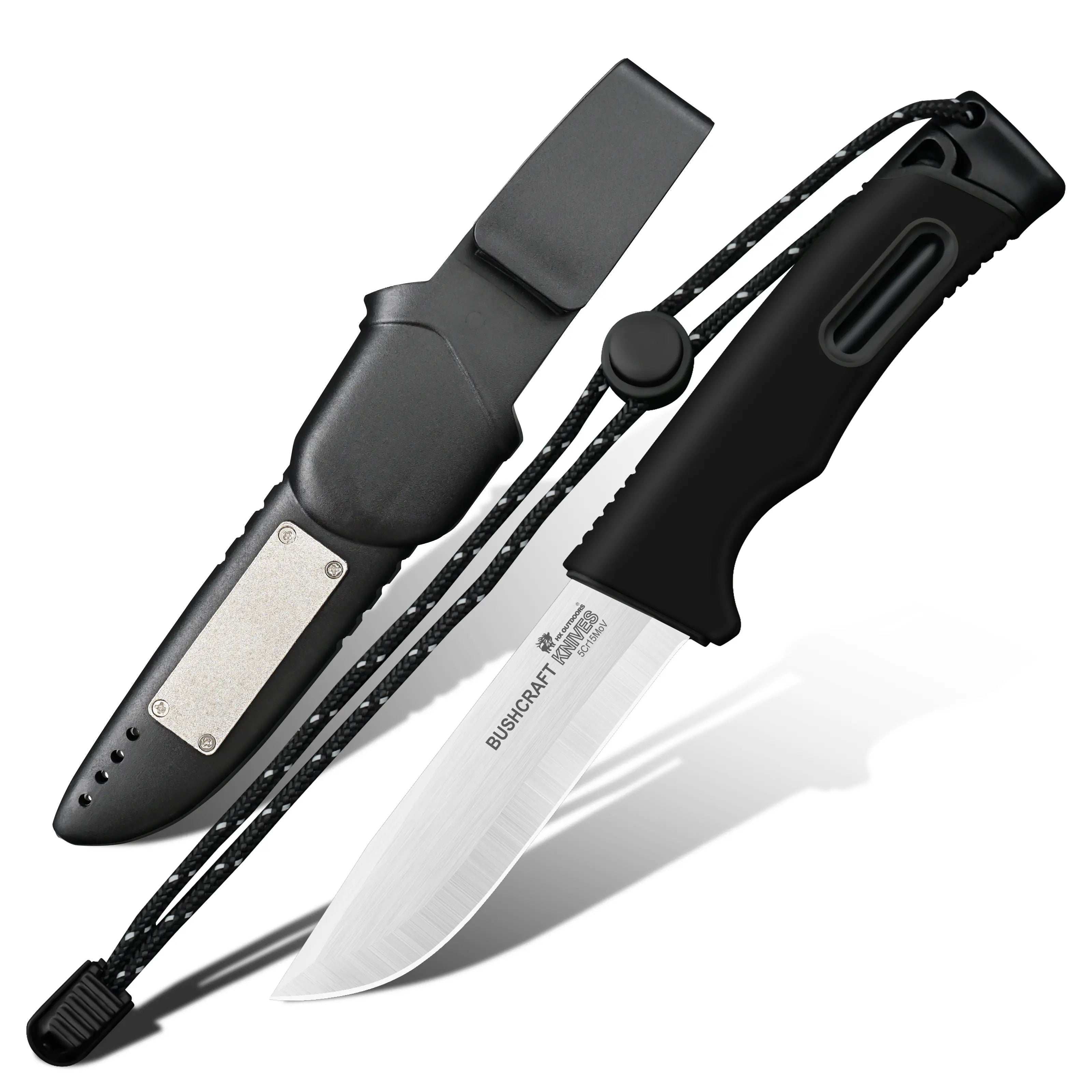 HX OUTDOORS SURVIVAL MASTER 4 | Hoja fija | Hoja de 9,5 cm 5Cr15 | Mango de PP y TPR negro | TD-21B