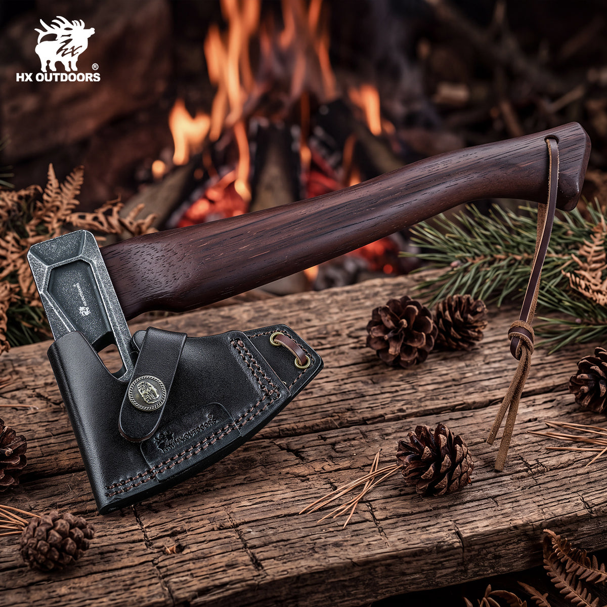 PATROL Camp Hatchet | 12.01" Overall Length | 420 Stainless Steel Head | Padauk Wood Handle | HX OUTDOORS FT-21