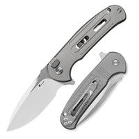 HX OUTDOORS ROCK SAPPHIRE | Pocket Knife | Button Lock | 2.4" 14C28N Blade | Silver Titanium Handle | ZD-114S ROCK SAPPHIRE